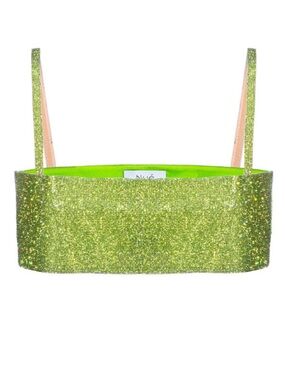Sparkling Lime Green Rhinestone Crop Top